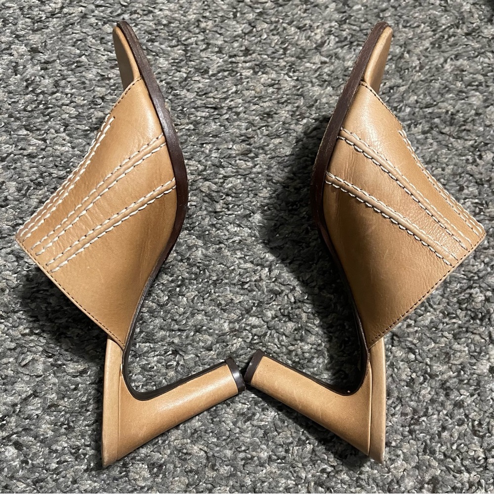 MaxMara Song Top Stitch Slide Heels Size 6 - Picture 7 of 14